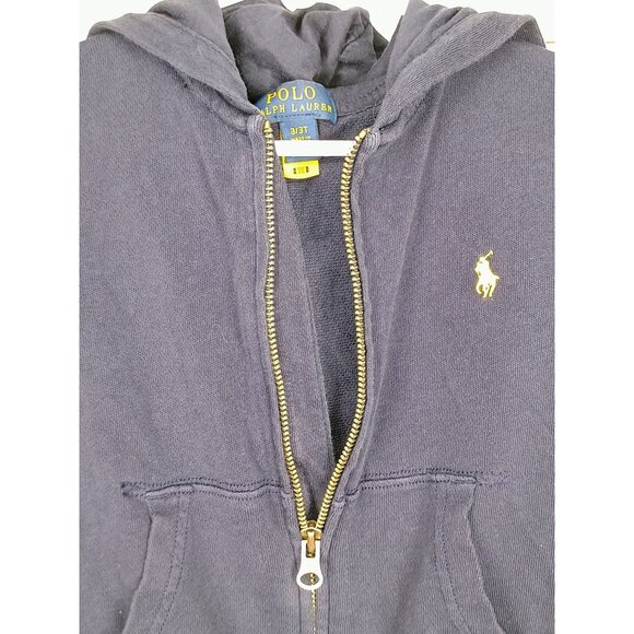 Ralph Lauren Polo Kids Navy Full-Zip Hoodie With Kangaroo Pockets & Multicolor L - Picture 5 of 6